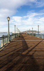Pier on The Bay, Morning Shadows, San Francisco Bay, San Francisco, California, USA