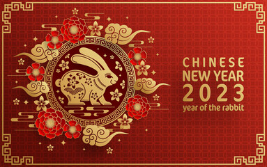 Obraz na płótnie Canvas Happy chinese new year 2023 year of the rabbit
