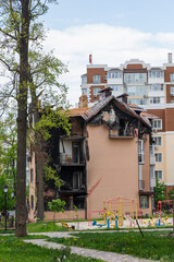 Terror attack. Ukraine, russia war. Irpen. Irpin after russian invaders