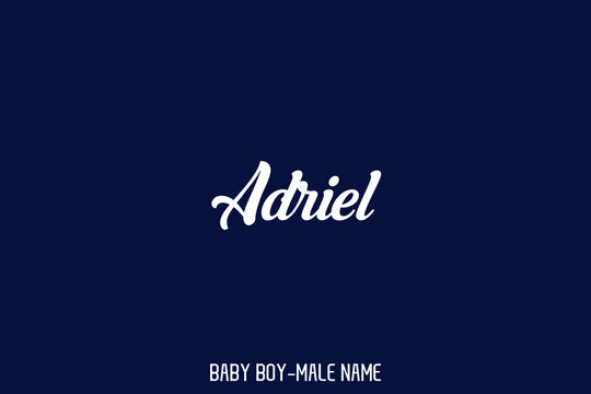 Bold Cursive Text Typography Lettering of Baby Boy Name Adriel