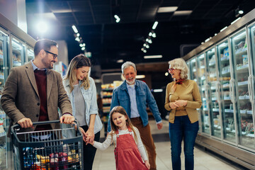 Family shopping with grandparents