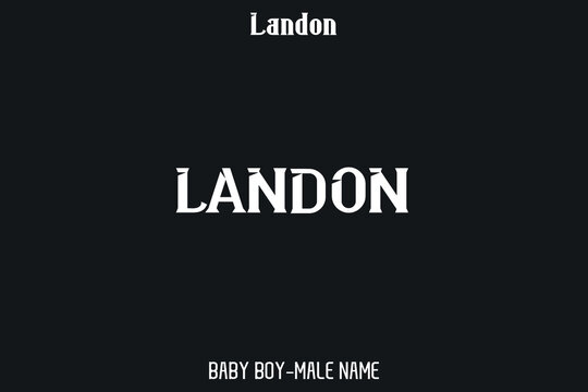 Bold Calligraphy Text Sign of Man Name " Landon "