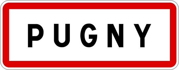 Panneau entrée ville agglomération Pugny / Town entrance sign Pugny
