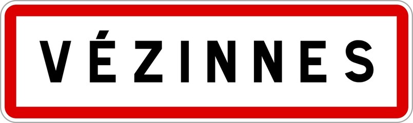 Panneau entrée ville agglomération Vézinnes / Town entrance sign Vézinnes