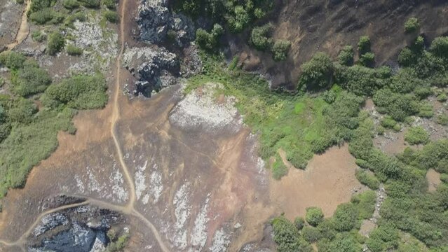 Aerial view of Eldborg crater near Borgarnes in Western Iceland