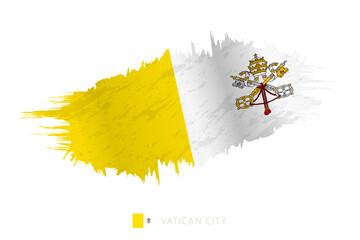 Painted brushstroke flag of Vatican City with waving effect.