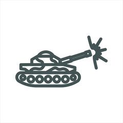 battle tank firing simple line icon
