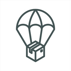 parachute cardboard box simple line icon