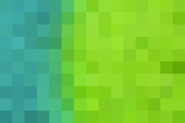 Background of blue and green squares connected vertically. Geometric texture. Blue-green backdrop. Vector blue-green texture of pixels, space for your design or text