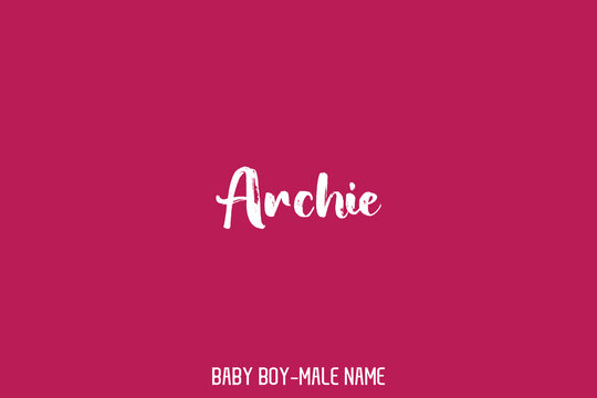 Grunge Brush Text Calligraphic Sign of Baby Boy Name " Archie "