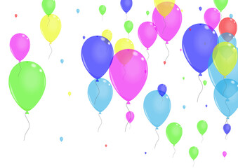 Green Baloon Background White Vector. Balloon Congratulation Template. Pink Festival. Blue Balloon. Helium Party Border.