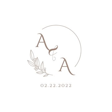 Letter AA wedding initial logo design