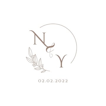 Letter NY wedding initial logo design