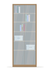 book office storage cabinet made of wood on white background isolated vector graphic