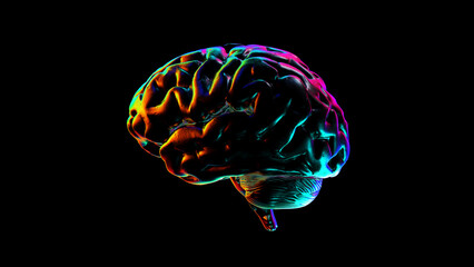 Abstract Human Brain with rainbow colored reflections