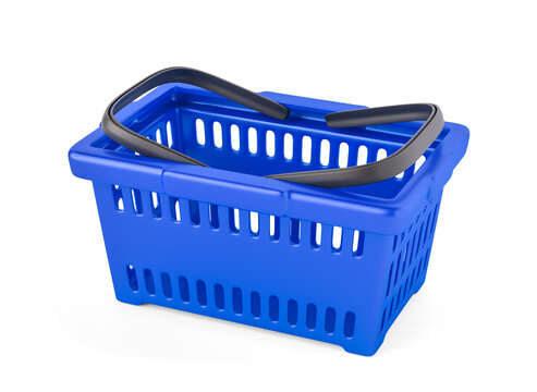 Supermarket Basket Blue 3d Render Realistic