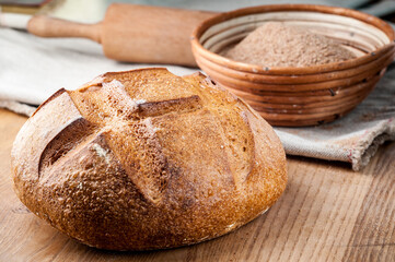 Bread. Baked bread. Craft bakery. Sliced bread on a wooden background. Food blog, food, pastries, flour, hot, fragrant, morning, fresh bread