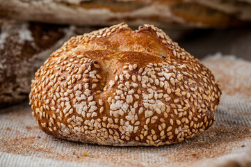 Burger bun. Fresh pastries. Food photo. Bakery, coffee shop, dessert, breakfast, morning, morning food