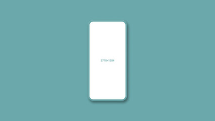 smartphone mockup 13 with white blank screen isolated on blue background. layout or template. Screen size in pixels 2778x1284. Illustration
