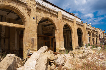 Abandoned buildings and wild vegetation in the Ghost Resort City of Varosha Famagusta, Cyprus