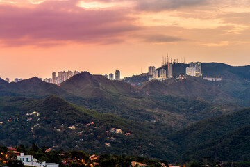 Sunset view of Nova Lima, Minas Gerais, Brazil. - obrazy, fototapety, plakaty