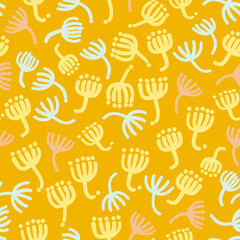 delicate dandelion field, vector art, seamless pattern 