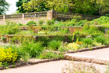 path in the park relax flower beds