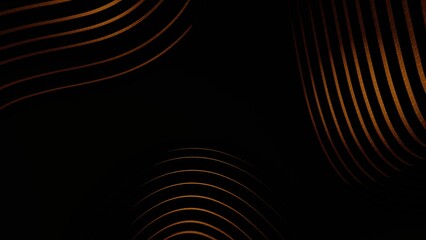 Abstract graphic black background with golden lines under the logo 3d render