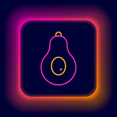 Glowing neon line Avocado fruit icon isolated on black background. Colorful outline concept. Vector