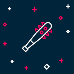 Line Necklace with gem icon isolated on blue background. Colorful outline concept. Vector