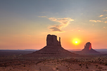 Buttes of Monument Valley at sunrise, Arizona, United States