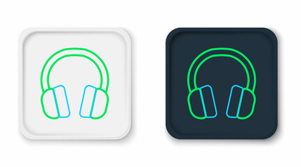 Line Headphones icon isolated on white background. Earphones. Concept for listening to music, service, communication and operator. Colorful outline concept. Vector