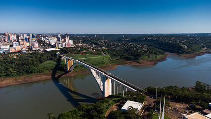 View of the Friendship Bridge 08 may 2022 (Ponte da Amizade) over the Parana river, connecting...