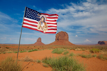 Navajo flag in the Monument Valley, Arizona, United States