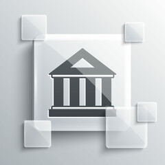 Grey Museum building icon isolated on grey background. Square glass panels. Vector