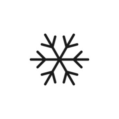 Forecast and weather concept. Minimalistic monochrome signs suitable for apps, sites, advertisement. Editable stroke. Vector line icon of snowflake