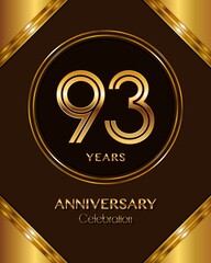 93 Years Anniversary logotype. Anniversary celebration template design for booklet, leaflet, magazine, brochure poster, banner, web, invitation or greeting card. Vector illustrations.