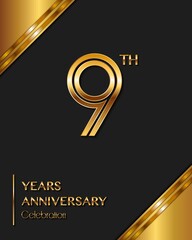 9 Years Anniversary logotype. Anniversary celebration template design for booklet, leaflet, magazine, brochure poster, banner, web, invitation or greeting card. Vector illustrations.