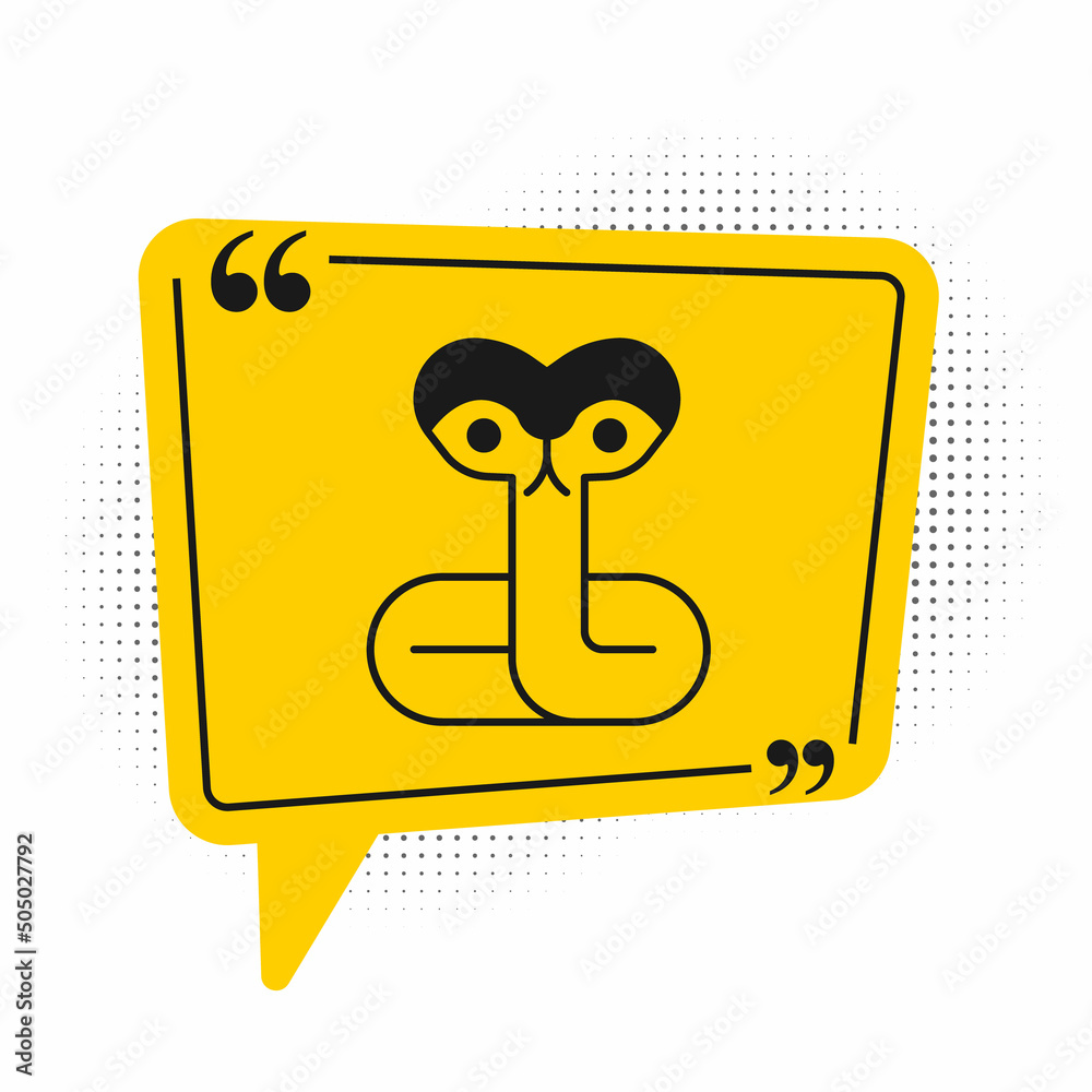 Poster black snake icon isolated on white background. yellow speech bubble symbol. vector