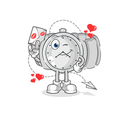 wristwatch hold love letter illustration. character vector