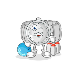 wristwatch play bowling illustration. character vector