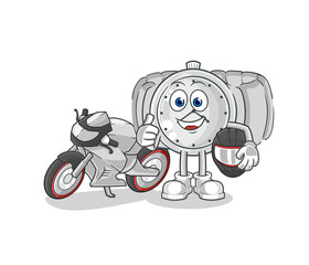 wristwatch racer character. cartoon mascot vector