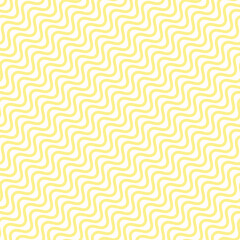 Vector seamless pattern with diagonal wavy lines, smooth stripes. Simple minimal background in yellow color. Abstract curvy texture. Fresh summer style. Design for decor, wallpaper, print, textile