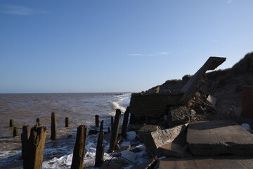 the ruins at spurn point at east Yorkshire 