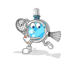 magnifying glass playing badminton illustration. character vector