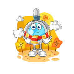 magnifying glass in the autumn. cartoon mascot vector