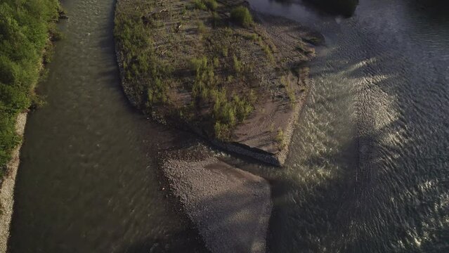 River in mountains drone view