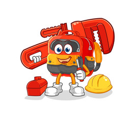 backpack plumber cartoon. cartoon mascot vector