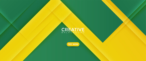 Abstract green and yellow paper cut striped line overlap layer background with blank space for text place design. Modern futuristic background vector illustration