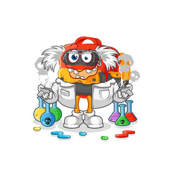 backpack mad scientist illustration. character vector